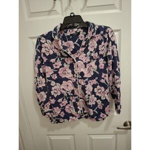 3/$15 LRL Lauren Ralph‎ Lauren Large Floral Button Up Loungewear Flannel Shirt